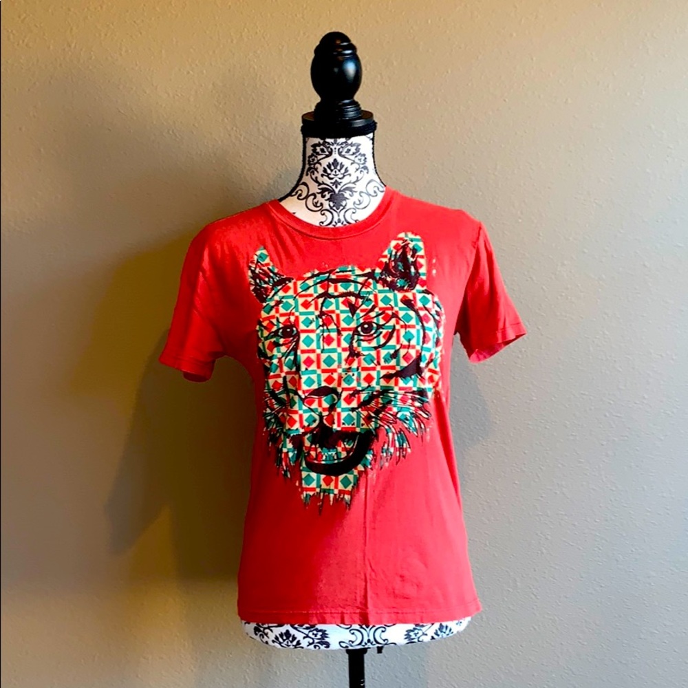Salmon Geometric Artistic Tiger T-Shirt *2 for $5*